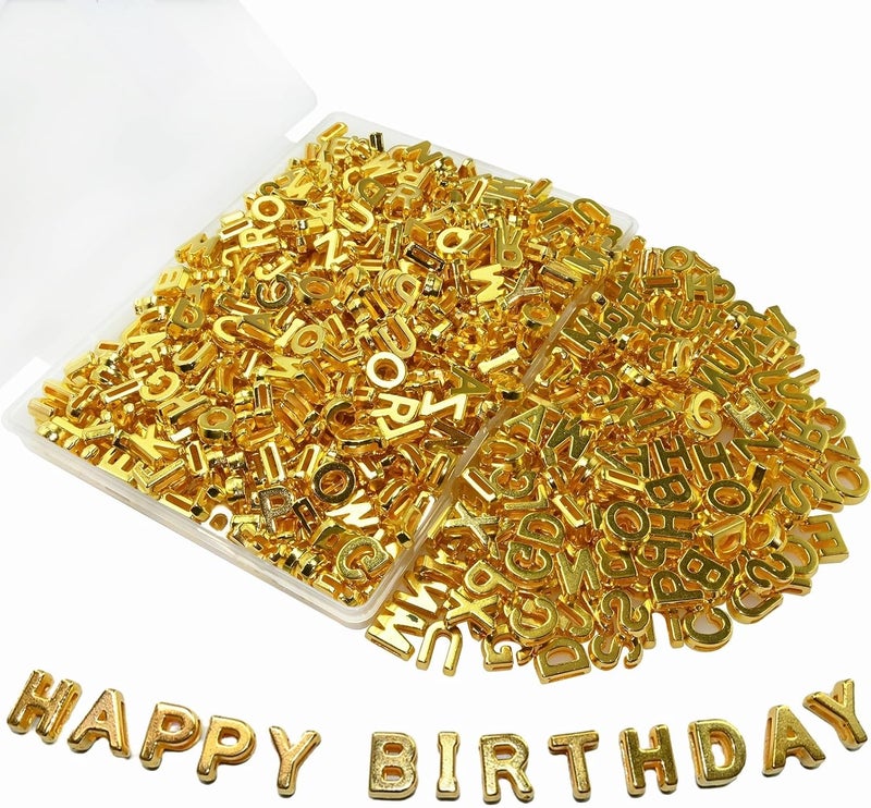 Looconi 300pcs Gold Letter Beads Pendant,A-Z,3D Loose Beads,Plastic Initial Charms for Jewelry Making,Key Chains,Crafts - Image 1